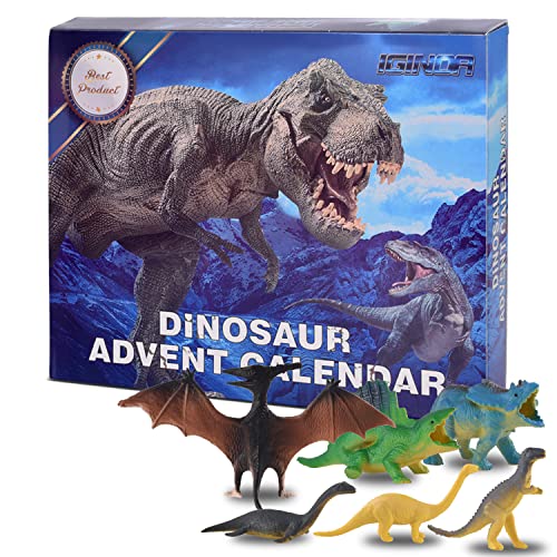 IGINOA Calendrier De L'avent Enfant 2022 Avent Kinder Petits Cadeaux Garcon Ado L'Avant The Dinosaure Noel Surprise Adolescente Animaux 3 4 5 6 7 8 9 10 11 12 ans bleu