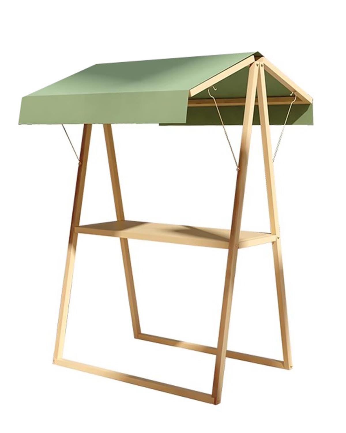 Tavoli Pieghevoli per Mercatini Espositore Pieghevole per Bancarelle del Mercato con Tettoia, Scaffale Portatile per Venditori di Hot Dog per Fiere Commerciali, Stand per Fiere(Green)