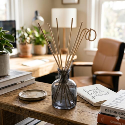 Image of Pure Source India Smoke Grey Glass Reed Diffuser Pot with 7 Premium Reeds | 3.5 Inch Fragrance Oil Vase for Home Decor, Office, Spa, Aromatherapy & Gifting