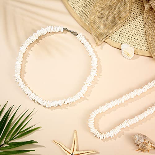 Tondiamo 3 Packs Puka Shell Necklace Clam Chip Surfer Necklace White Necklace Hawaiian Necklace Beach Choker Jewelry With Extended Chain For Women Men Girls Boys (18 Inch) #TOP5