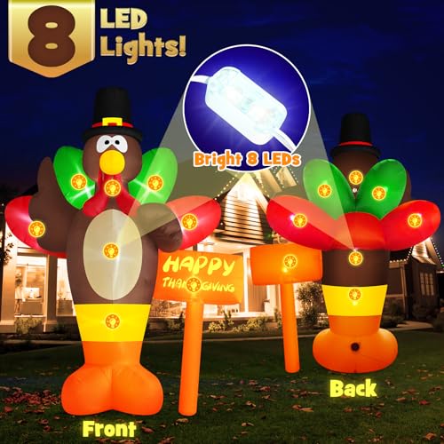 Danxilu 12 FT Giant Inflatable Turkey Thanksgiving Outdoor Decorations, Thanksgiving Inflatables with Street Signs Blow up Yard Decoration Built-in LED Lights for Garden Lawn Fall Holiday Decor by Danxilu - Image 5