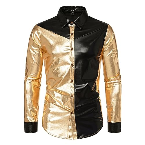 JIANROU Men's Long Sleeve Business Regular Fit Shirt, Men's Christmas Shirt, Non-Iron Shirt, White Overshirt, Men's Floral Shirt, Slim Fit Shirt, Gold-1, M JIANROU Men's Long Sleeve Business Regular Fit Shirt, Men's Christmas Shirt, Non-Iron Shirt, White Overshirt, Men's Floral Shirt, Slim Fit Shirt, Gold-1, M
