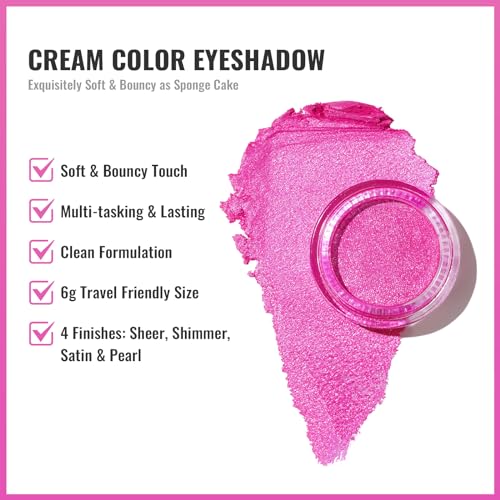 OULAC Cream Eyeshadow, Glitter Pink Eyeshadow, Holds Makeup For 12 Hours +, Waterproof and Sweatproof, Crease Resistant, Vegan | 06g, Pink Lady (09) - Image 7