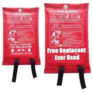 Fire Blanket for Home, Fiberglass Fire Suppression Blanket for Kitchen, Flame Retardant Protection and Heat Insulation Emergency Fireproof Safety Blankets for People (2, S 39.3''x39.3'')