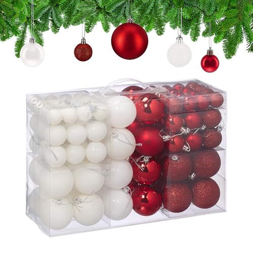 Relaxdays Weihnachtskugeln 100er Set, Weihnachtsdeko, matt, glänzend,...