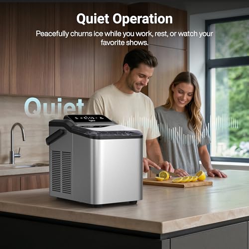 Image of Typhur Fast Nugget Ice Maker - Portable Pellet Ice Machine with Handle & WiFi Smart Control Countertop, 35lbs /24H, Self-Cleaning, Quiet Pebble Ice for Home, Office, RV, Camping