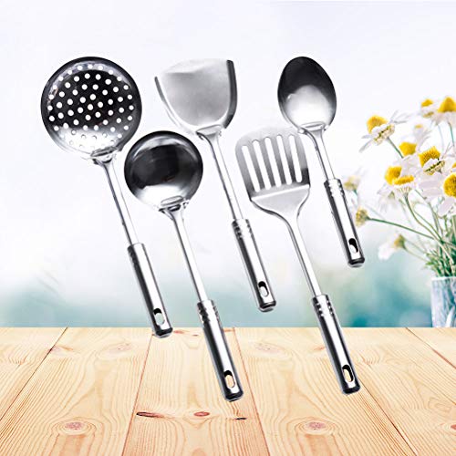 BESTONZON Conjunto de utensílios de cozinha de aço inoxidável 5 peças com espátula de colheres