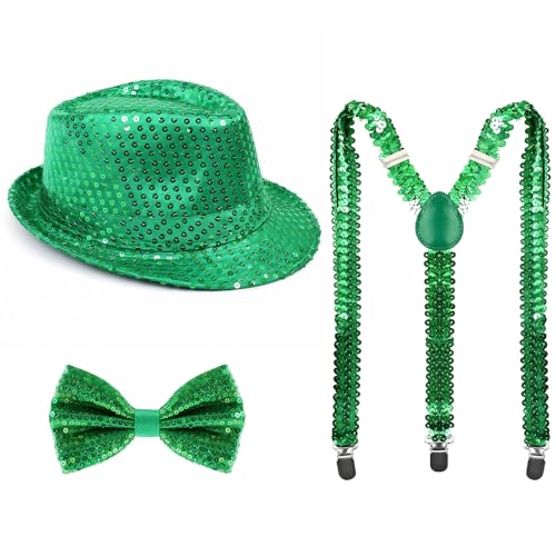 MUNSKT Lot de 3 Tenue pailletée pour homme avec nœud papillon à paillettes bretelles en Y...