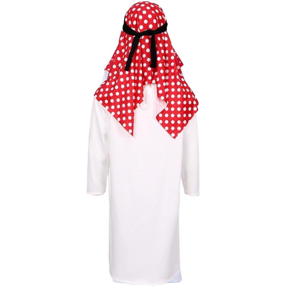 Ericetion Boys Child Kids Arabian Sheikh Fancy Dress White Long Tunic Robe With Headdress Saudi Costume