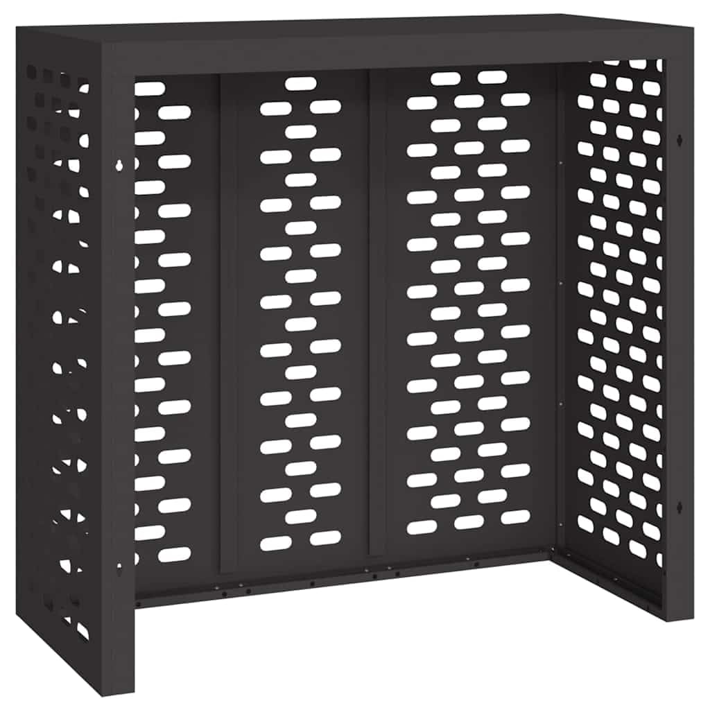 vidaXL Klimaanlagenabdeckung Schwarz 110 x 50 x 105 cm Stahl, Luftfilter für Klimaanlage, Garten-Geräteabdeckung, wetterfest, schützender Winterbezug, rechteckig