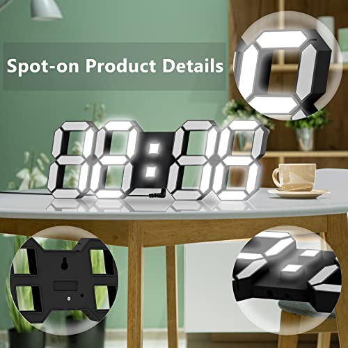 Aloom 3D Led Alarm Clock, Teen Wall Clock - Remote Control, Auto Brightness, Cool Lights And Black Frame - Perfect For Living Room, Bedroom And Office - Corded Electric - 15 Inch #TOP3
