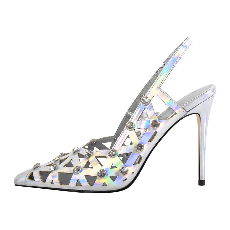 sexytag Rhinestone Slingback Cut Out Stiletto Heels Closed Pointed Toe Pumps2