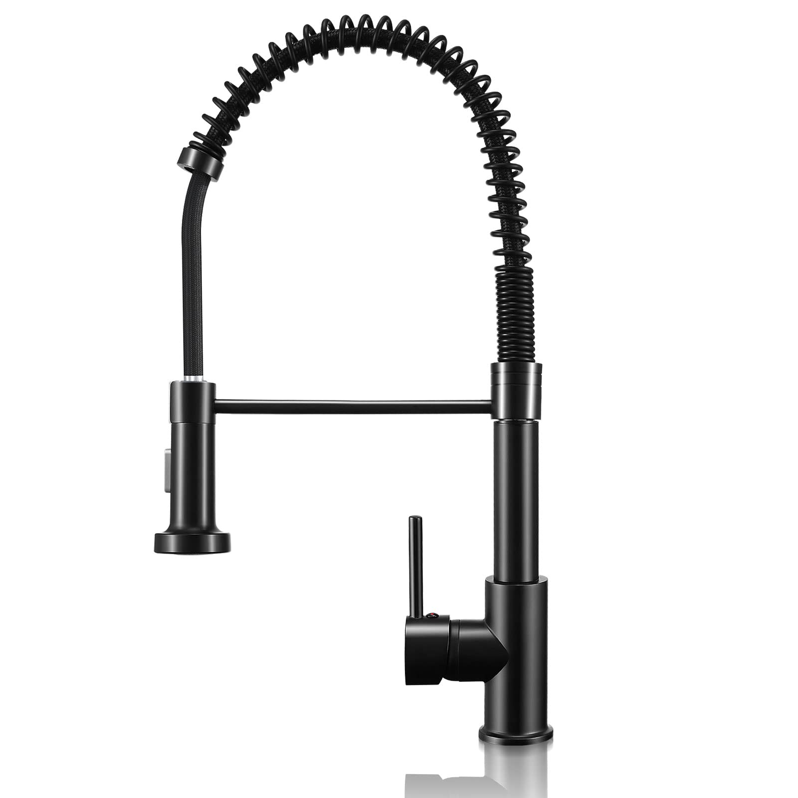 Yabumak Black Kitchen Sink Mixer Tap with Pull Out Spray and 360° Swivel - 2 Modes Spray, Single Handle Lever Chrome Tap