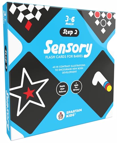 Image of SPARTAN KIDS Sensory Flash Cards for New Born Babies | Hi Contrast Illustrations to Encourage Infants Development Black & White Flash Cards for Age 3 to 6 Months | 40 Flash Cards