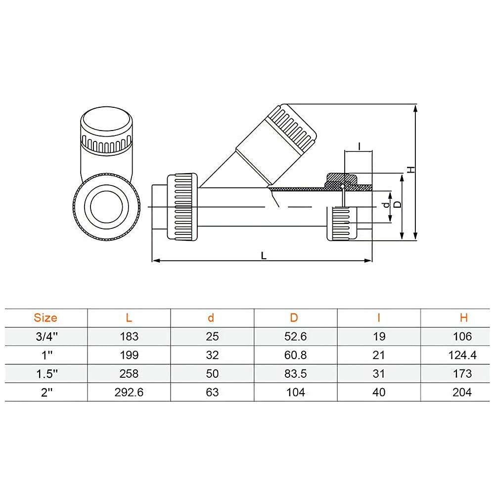 TOMEX 1" Y-Strainer - Clear UPVC, True Union, 20 Mesh, NPT Female [1 Inch] — Amazon image 2