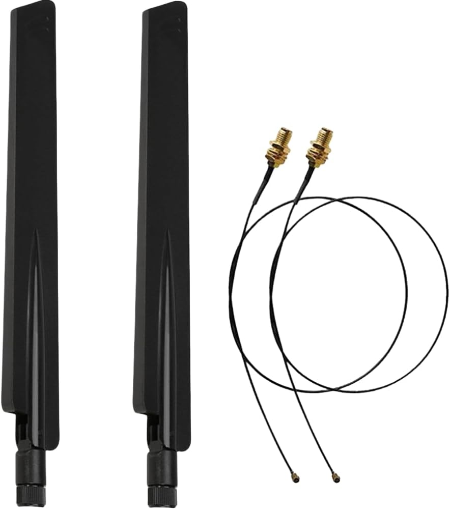 10dBi 2.4GHz 5GHz 5.8G Dual Band WiFi RP-SMA Male High Gain Antenna & MHF4 to RP SMA Female Cable Antenna for NGFF M.2 AX200 9260 WiFi Card Wireless Routers PC Repeater Desktop PC FPV UAV Drone