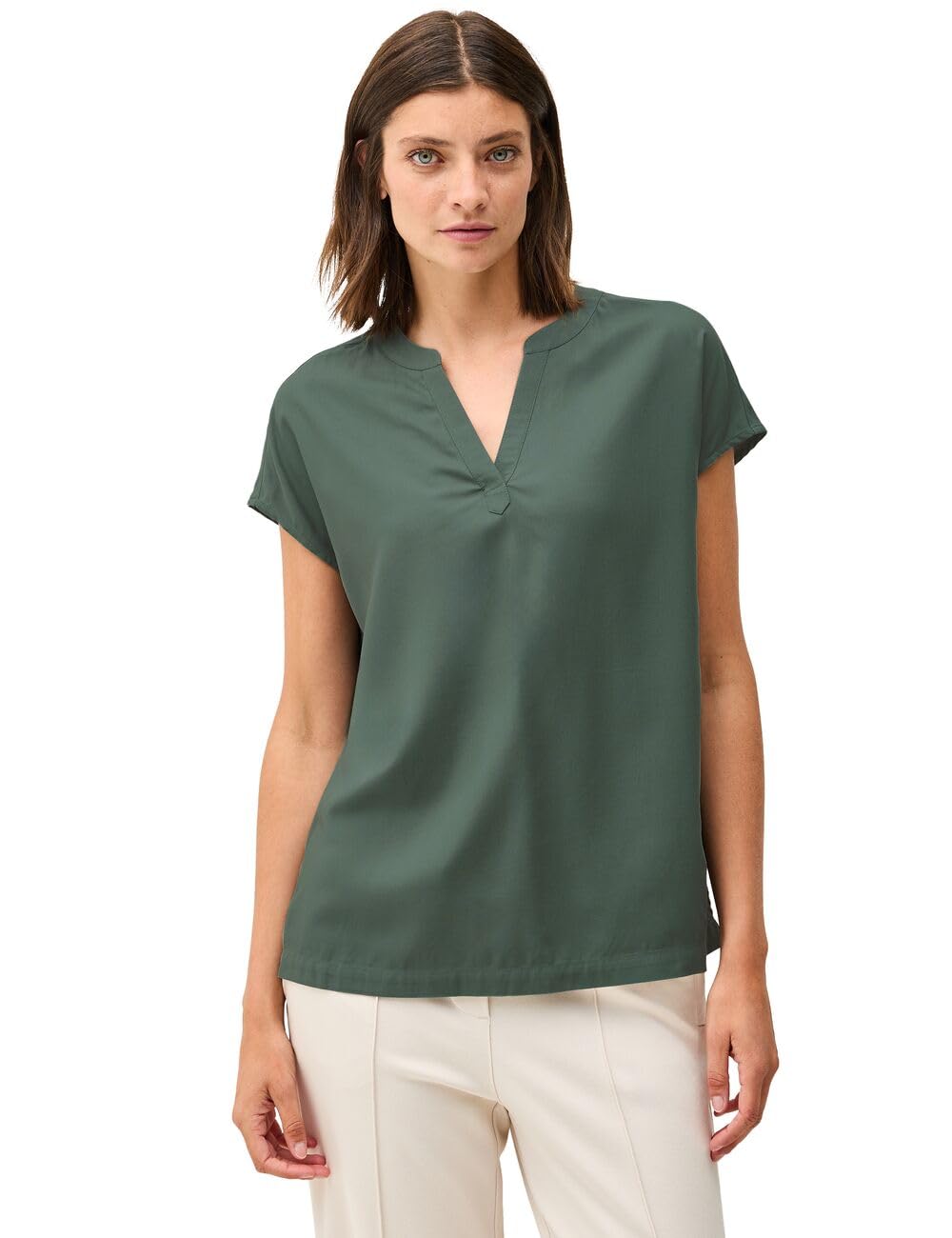 Cecil Women's B345612 Blouse Shirt in Plain Colour, Balmy Khaki, L