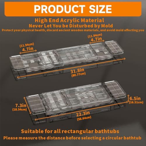 Bandeja de baño retráctil e impermeable con compartimentos para copa de vino 5