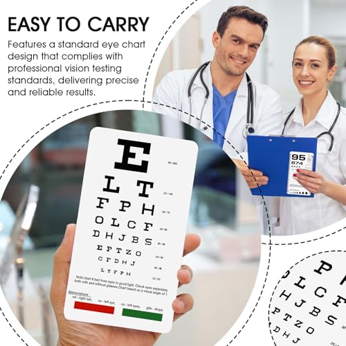 Image of Pocket Eye Chart - Snellen & Rosenbaum Chart for Eye Exams | 6.5x3.5 Inches Handheld Plastic Low Vision Card (2 in 1)