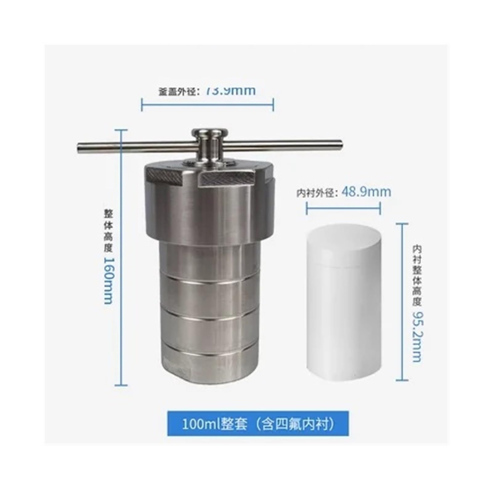 Hydrotermalny reaktor autoklawowy z komorą PTFE do syntezy hydrotermalnej 100ml