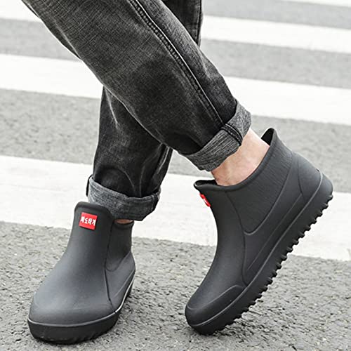 Hbeylia Short Rain Boots For Men Waterproof Garden Shoes Anti Slipping Platform Lightweight Ankle Rainboots Rubber Mid Calf Muck Mud Scrub Boots for Outdoor Work Gardening2
