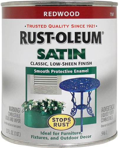 Rust-Oleum 7767502 Redwood Satin Protective Enamel Paint, 32 oz