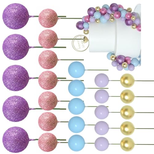 YHAILI Juego de 50 adornos para tartas de forma redonda, para fiestas, alimentos, textura de espuma, adecuado para celebraciones de vacaciones