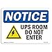 OSHA Notice Sign - UPS Room Do Not Enter Sign with Symbol | Vinyl Label Decal | Protect Your Business, Construction Site, Warehouse | ?Made in The USA