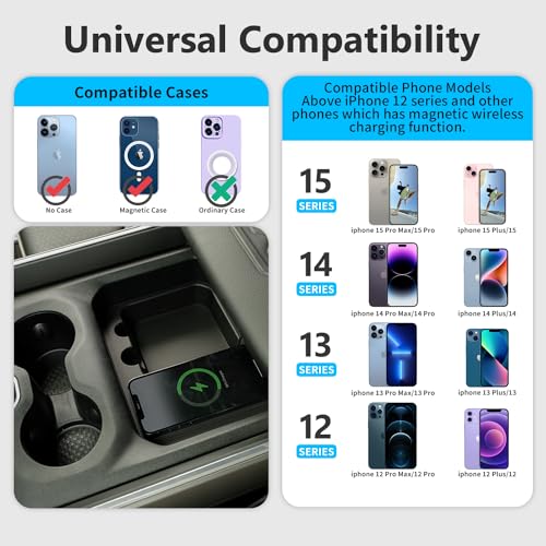 Image of Xipoo Wireless Charger Compatible with 2019-2024 Dodge Ram Magnetic Fast Charging Wireless Charging Tray Pad Replacement for 2019-2024 Dodge Ram Accessories (Magnetic Style)