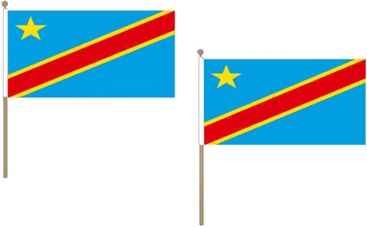 Democratic Republic of the Congo Flag 12'' x 18'' wood stick - Congolese flags 30 x 45 cm - Banner 12x18 in with pole - AZ FLAG