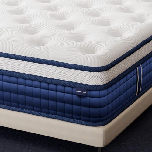 Image of 12 Inch King Size Mattress, Hybrid Mattress in a Box W /Cooling Gel Memory Foam, 7-Zones Pocket Spring, 9 Layer Medium Firm Bed, Motion Isolation, Fiberglass-Free,365-Night Trial, CertiPUR-US