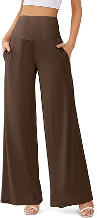 JZC Women's Palazzo Lounge Pants Casual Wide Leg Pants High Waist Flowy Toursers with Pockets