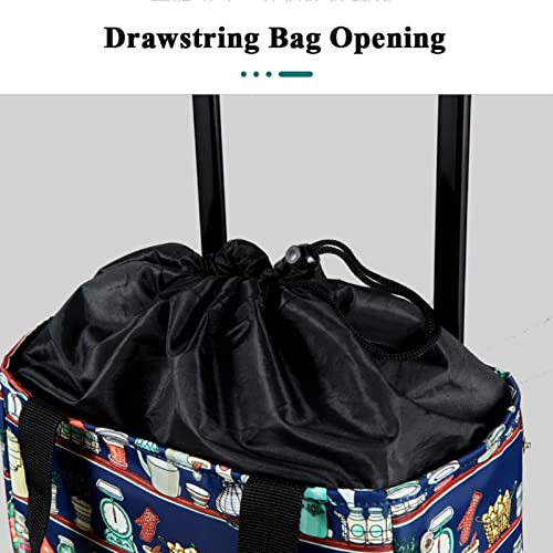 Einkaufswagen mit Rollen, Einkaufstasche Trolley Klappbar Teleskopisch Trolley-Taschen Wärmedämmung Kälteschutz… – Bild 4