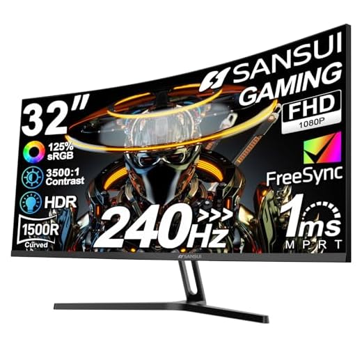 SANSUI 32 Inch Curved 240Hz Gaming Monitor High Refresh Rate, FHD 1080P Gaming PC Monitor HDMI DP1.4, Curved 1500R, 1Ms MPRT, HDR,Metal Stand,VESA Compatible(DP Cable Incl.)