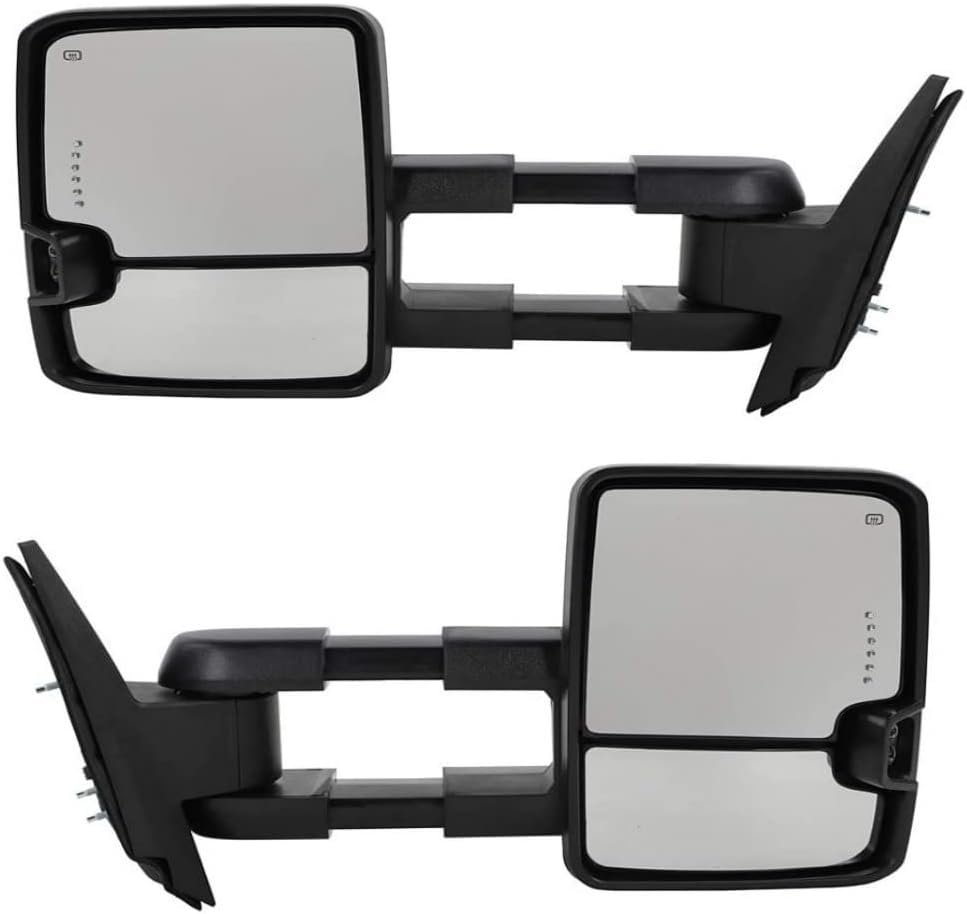 For Chevy Suburban 2500 2007-2013 Door Mirror Driver and Passenger Side | Pair | Power | Heated | Manual Folding | Tow Type | Textured Black | Replacement For 20862098, 25838267 | GM1320407, GM1321407