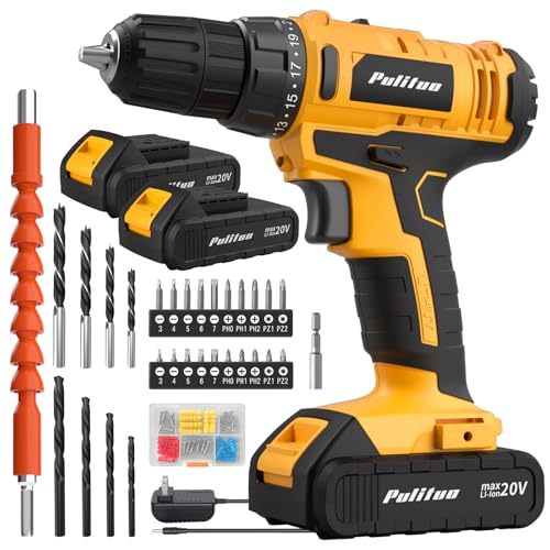 PULITUO 20V Cordless Drill/Driver 2-Battery Kit