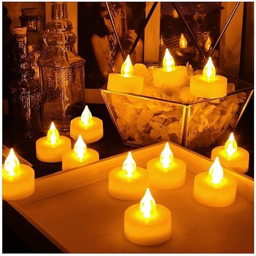 BUNDLEPRO Plastic Led Tea Light Candles Pack of 24 for Diwali Pooja & Christmas Decorations | Battery-Operated Flameless and Smokeless Decorative Lightings, White 3