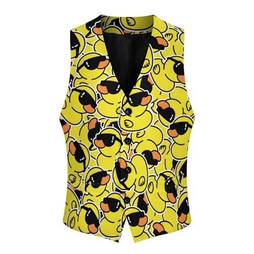 Rubber Yellow Duck with Sunglasses Funny Men's Formal Suit Vest Casual Business Dress Waistcoat Printed Vest Slim Fit3