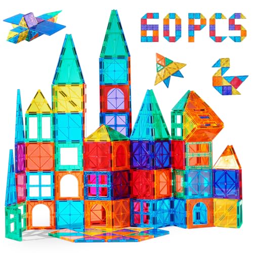 ZQSQD Juguetes Magnéticos Juego de 60 Piezas,Juguetes Construccion 3D,Bloques Magnéticos Juguetes de Construcción,Adecuado para niños y niñas.