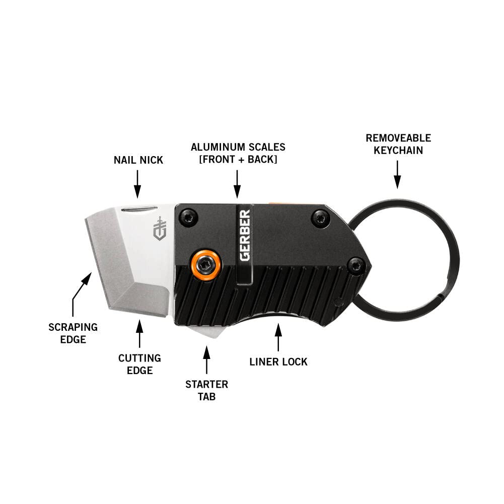 Mini Coltello Tascabile Gerber, Keynote, con Clip Per Cintura e Anello Portachiavi Staccabile, Lunghezza Lama: 2,2 Cm, Acciaio 5Cr15Mov, Manico in Alluminio, 31-003792