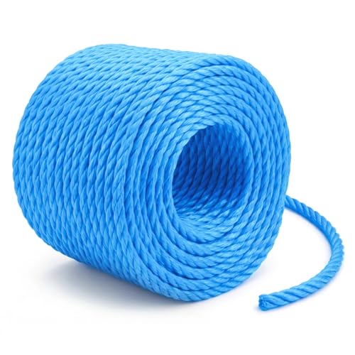 Flatro Blue Polypropylene Rope 30 Meter Long 6mm Strong Cord 530kg Breaking Load Capacity | Hard Wearing 3-Strand Strong Rope | Best for Tarpaulin Strapping Items Cargo Boating | Washing Line