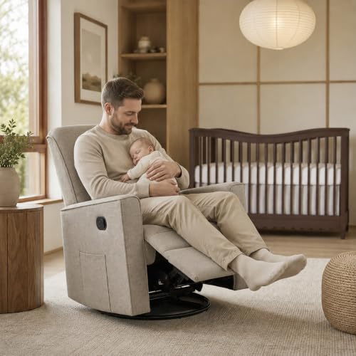Image of Evolur Raleigh Plus Nursery Glider Recliner, GREENGUARD Gold, Warm Sand