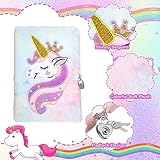 FRIUSATE Unicorn Secret Diary for Girls, Lockable Diary with Lock Plush Notebook Journal Unicorn Gifts for Girls 6-12 Year Old Birthday Presents - Image 3