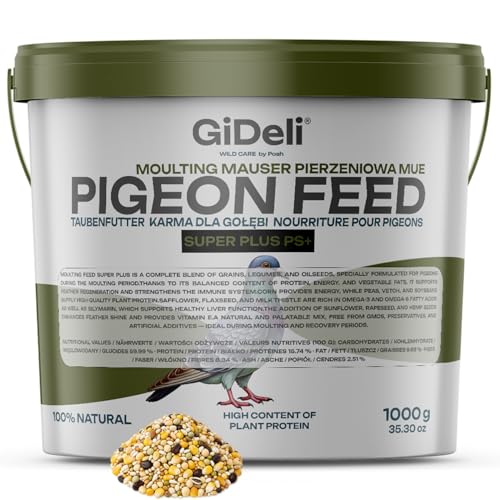 GiDeli Mangime per piccioni, 1 kg, miscela di alta qualità, ricco di proteine, con semi oleosi e cereali, grani equilibrati per allevamento e sport
