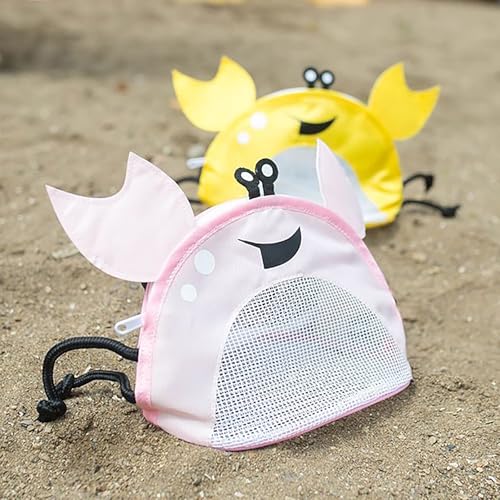 Image of Crab-Shaped Mesh Beach Toy Bag with Adjustable Shoulder Strap - Fun and Functional Sand Toy Storage for Kids