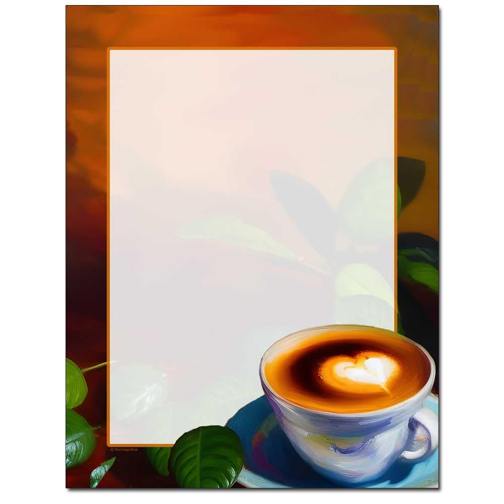 The Image Shop - Morning Cup 100 Pack - 8.5 x 11 Inch Printable Letterhead - Laser and Inkjet Printer Compatible