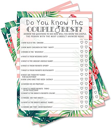 Bridal Shower Games, Wedding Party Games, (Do You Know The Couple Best), Bridal Shower Decorations, Gift â€“ 30 Cards per Set (Trop011)