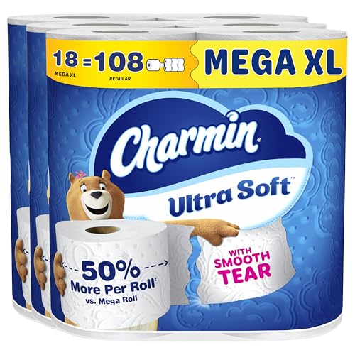 Image of Charmin Ultra Soft Toilet Paper, 18 Mega XL Rolls = 108 Regular Rolls