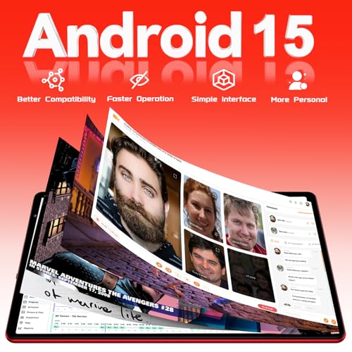 Image of Android 15 Tablet with Keyboard Mouse, 20GB RAM + 128GB ROM (Expand to 1TB), 10.1 Inch Octa-Core Tablets with WiFi 6, Dual Camera, 1280x800 IPS Display, 6000mAh Battery, Widevine L1 - Red