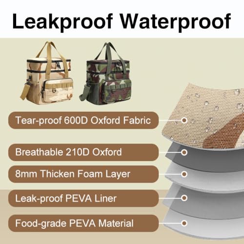 Image of Backpack Cooler Insulated Leakproof, Soft Cooler for Outdoor Camping Hiking